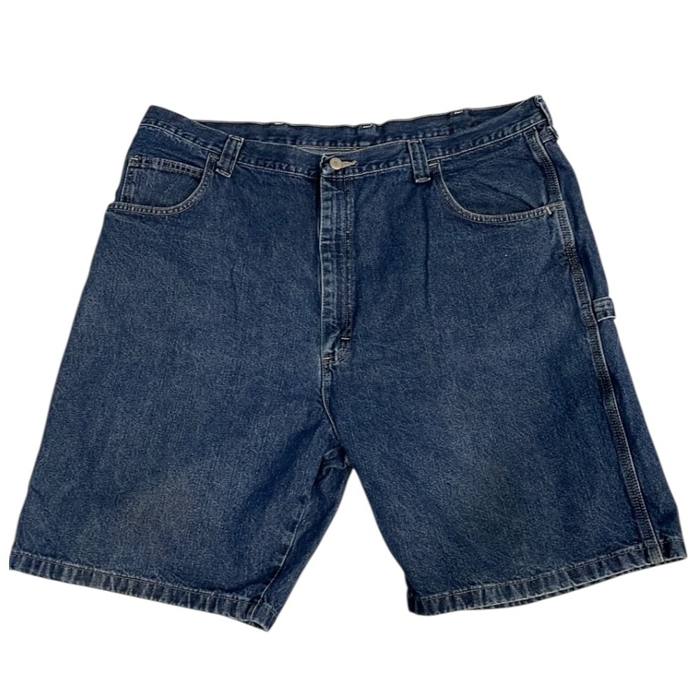Mens Wrangler Carpenter Denim Jean Shorts Jorts 42 Blue 9” Inseam Workwear